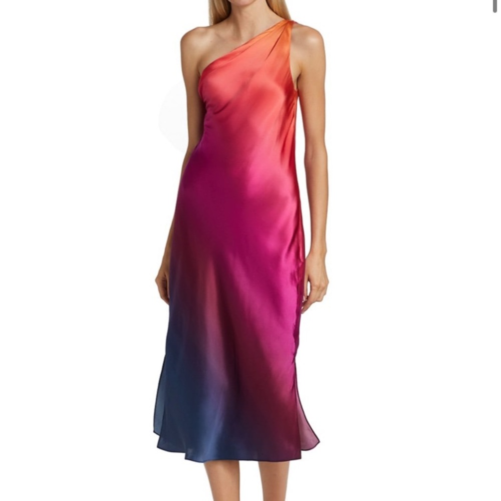 Cami NYC One Shoulder Ombre Dress - Pink and Blue